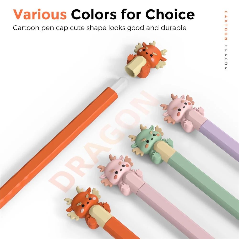AHASTYLE PT129-2 For Apple Pencil (2nd Generation) Cartoon Dragon Silicone Sleeve Stylus Pen Protective Cover - Orange - 6