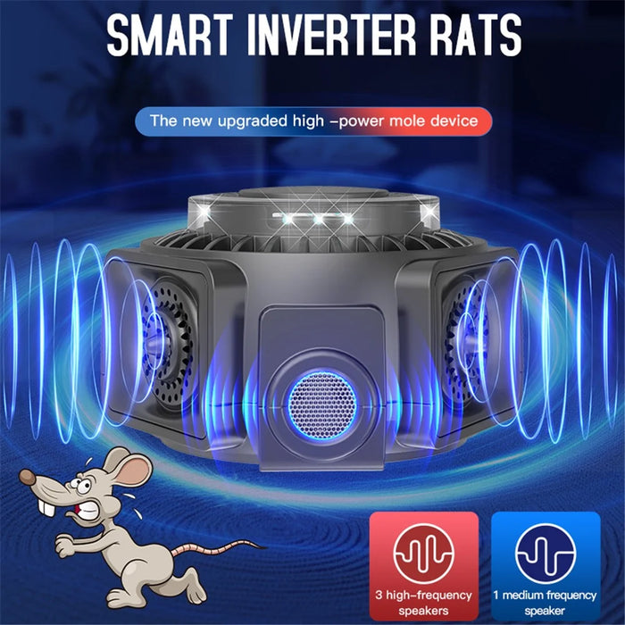 360-Degree High-Power Ultrasonic Pest Repeller with LED Light - Black  /  US Plug - 2