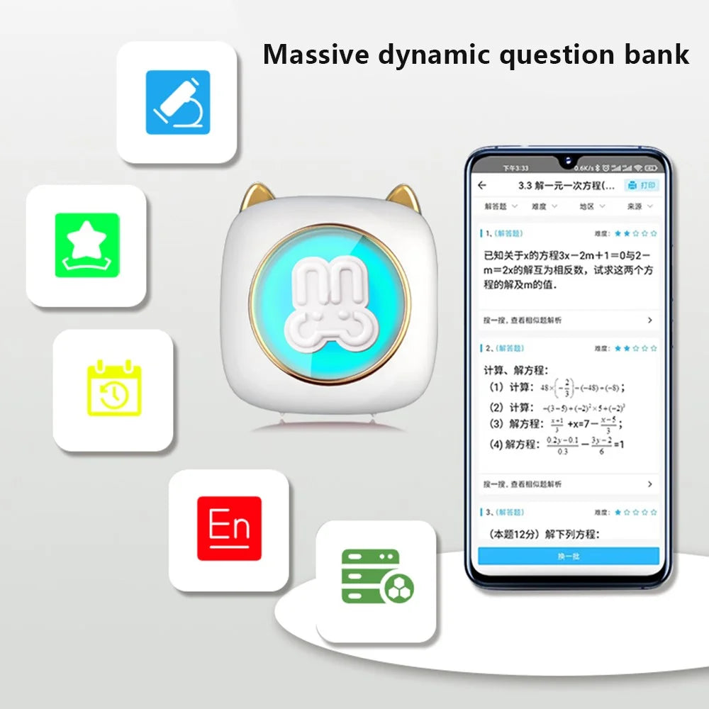 C23 Bluetooth-compatible Thermal Printer Wireless Mini Printer with Thermal Paper and Crayon - Blue - 3