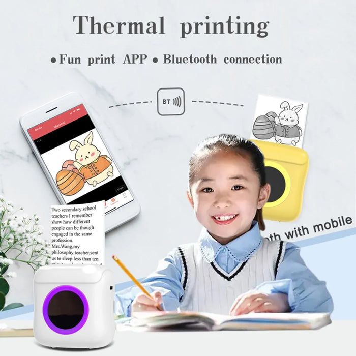 C22 Pocket Printer Bluetooth-compatible Inkless Mini Sticker Printer Colorful Atmosphere Light - Blue - 5