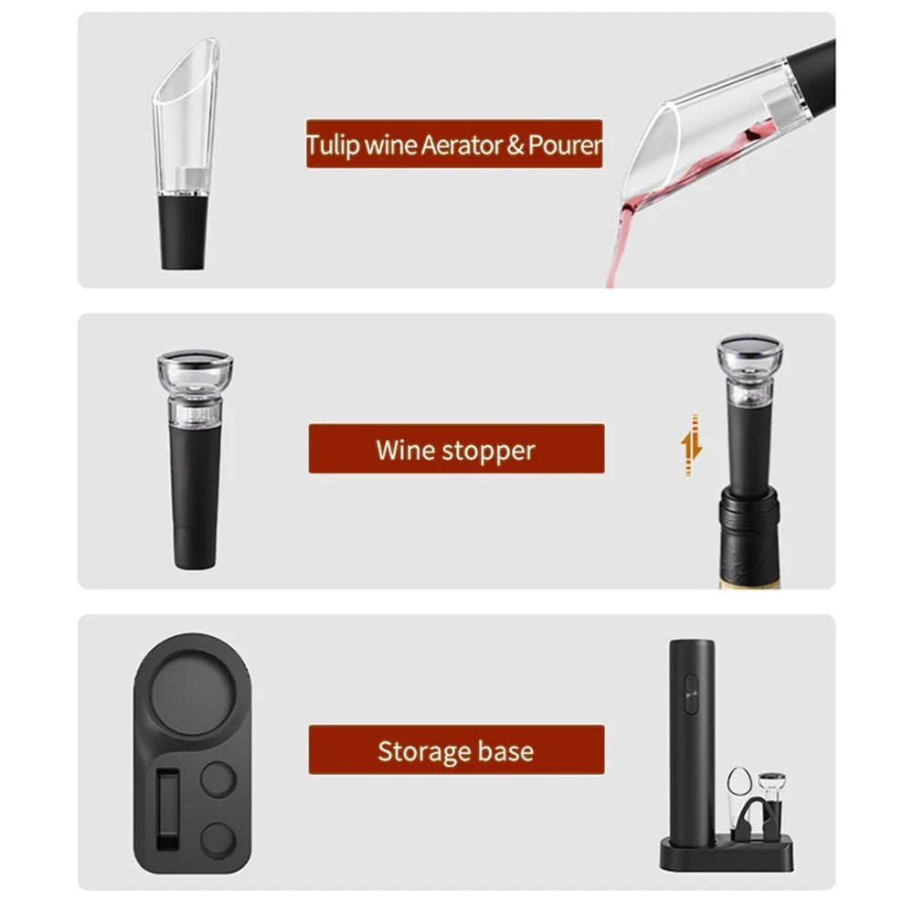 KLT VBGS-KB1-60201 5-in-1 Electric Wine Opener Set (Style A, Batteries Not Included) - 2