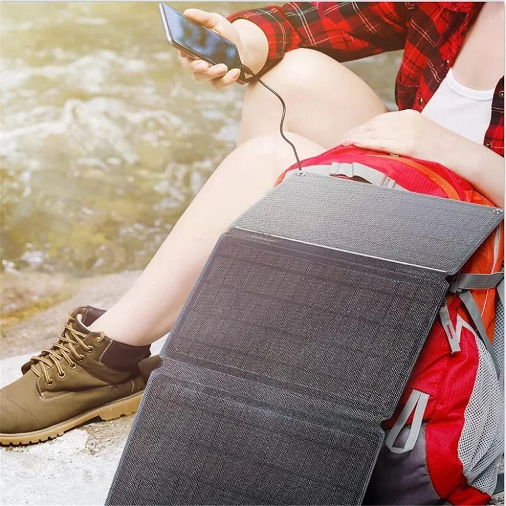 Solar Charger 30W Foldable Sun Power Solar Panel for Camping 5V / 12V Waterproof Dual USB Ports - 5