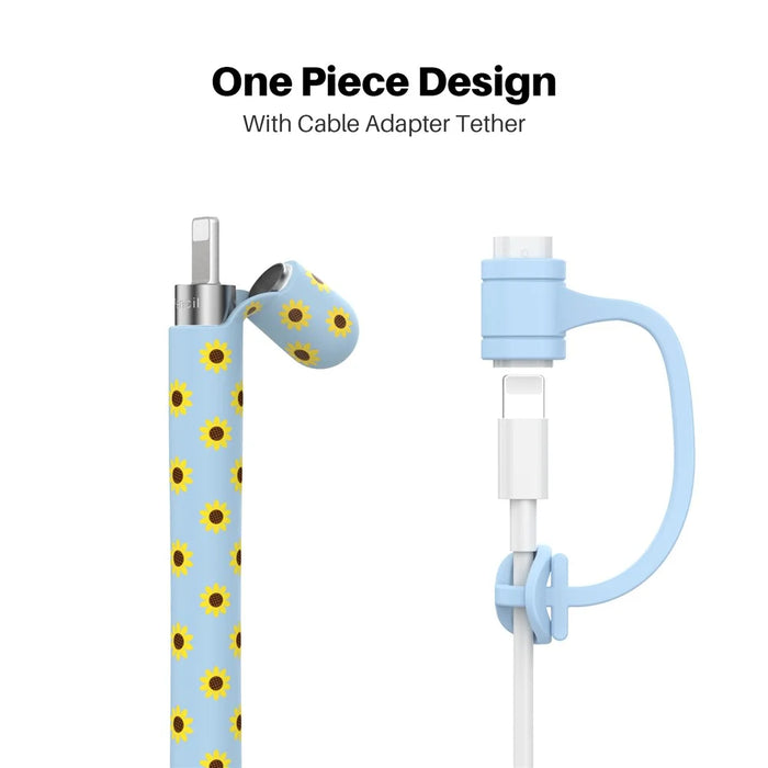 AHASTYLE PT93SF For Apple Pencil (1st Generation) Silicone Sleeve Sunflower Pattern Skin-touch Cover - Blue - 3
