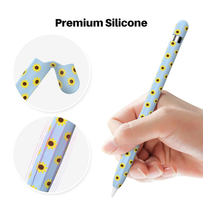 AHASTYLE PT93SF For Apple Pencil (1st Generation) Silicone Sleeve Sunflower Pattern Skin-touch Cover - Blue - 4