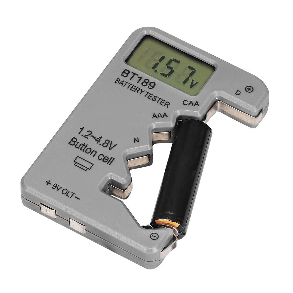 BT189 LCD Screen Battery Tester Universal Button Cell D N AA AAA 9V Battery Voltage Checker - Grey - 1