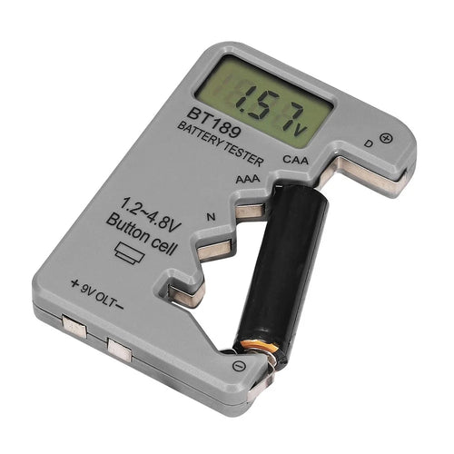 BT189 LCD Screen Battery Tester Universal Button Cell D N AA AAA 9V Battery Voltage Checker - Grey - 1