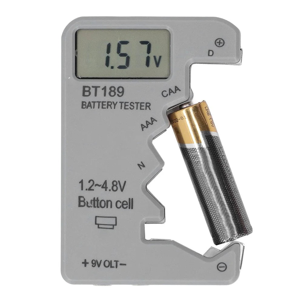 BT189 LCD Screen Battery Tester Universal Button Cell D N AA AAA 9V Battery Voltage Checker - Grey - 7