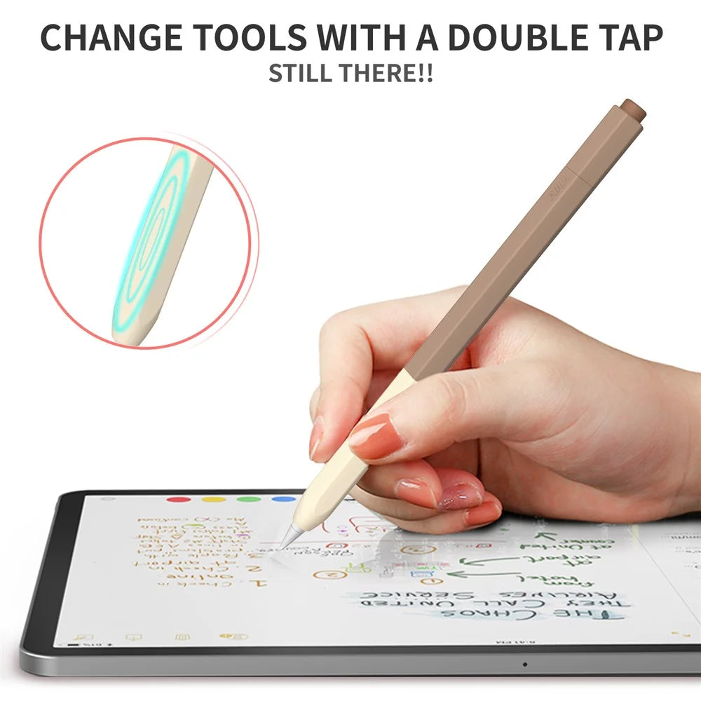 AHASTYLE PT-LC05 For Apple Pencil (2nd Generation) Silicone Sleeve Dual Color Stylus Cover - Gradient Tea Brown - 2