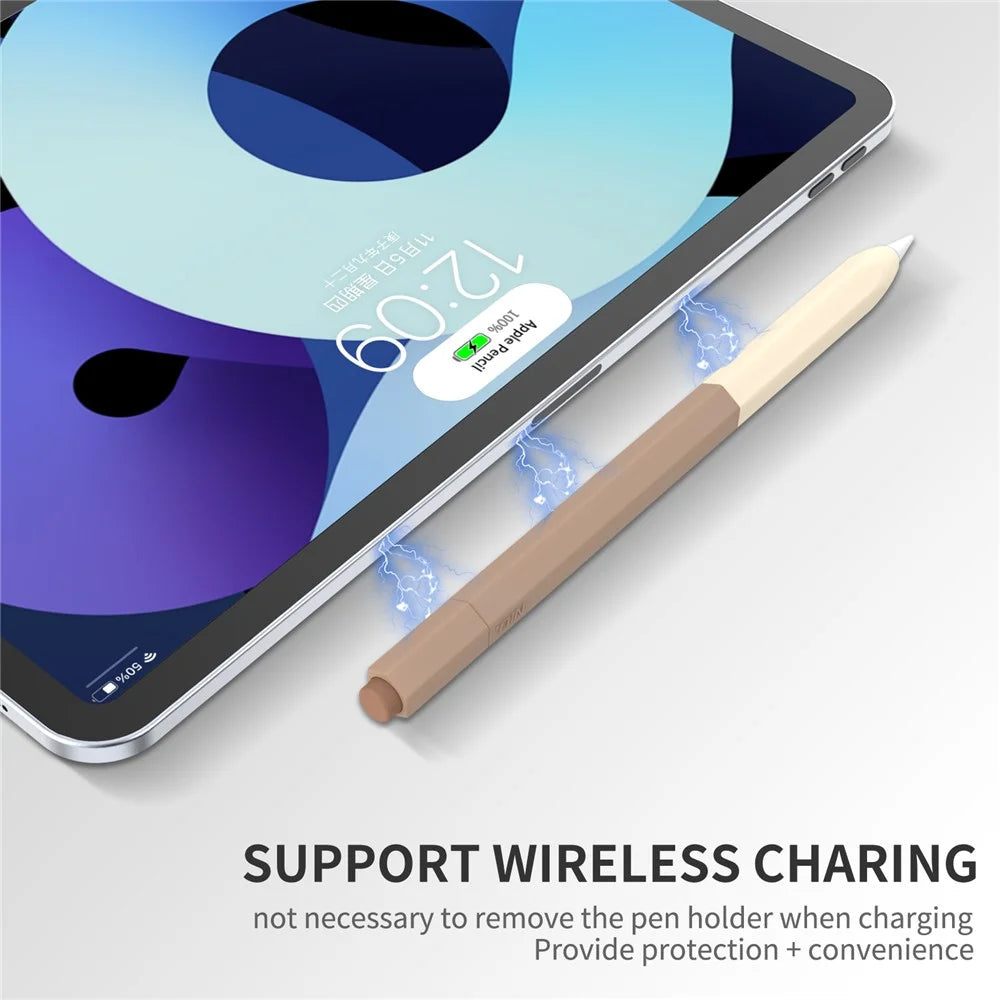 AHASTYLE PT-LC05 For Apple Pencil (2nd Generation) Silicone Sleeve Dual Color Stylus Cover - Gradient Tea Brown - 4