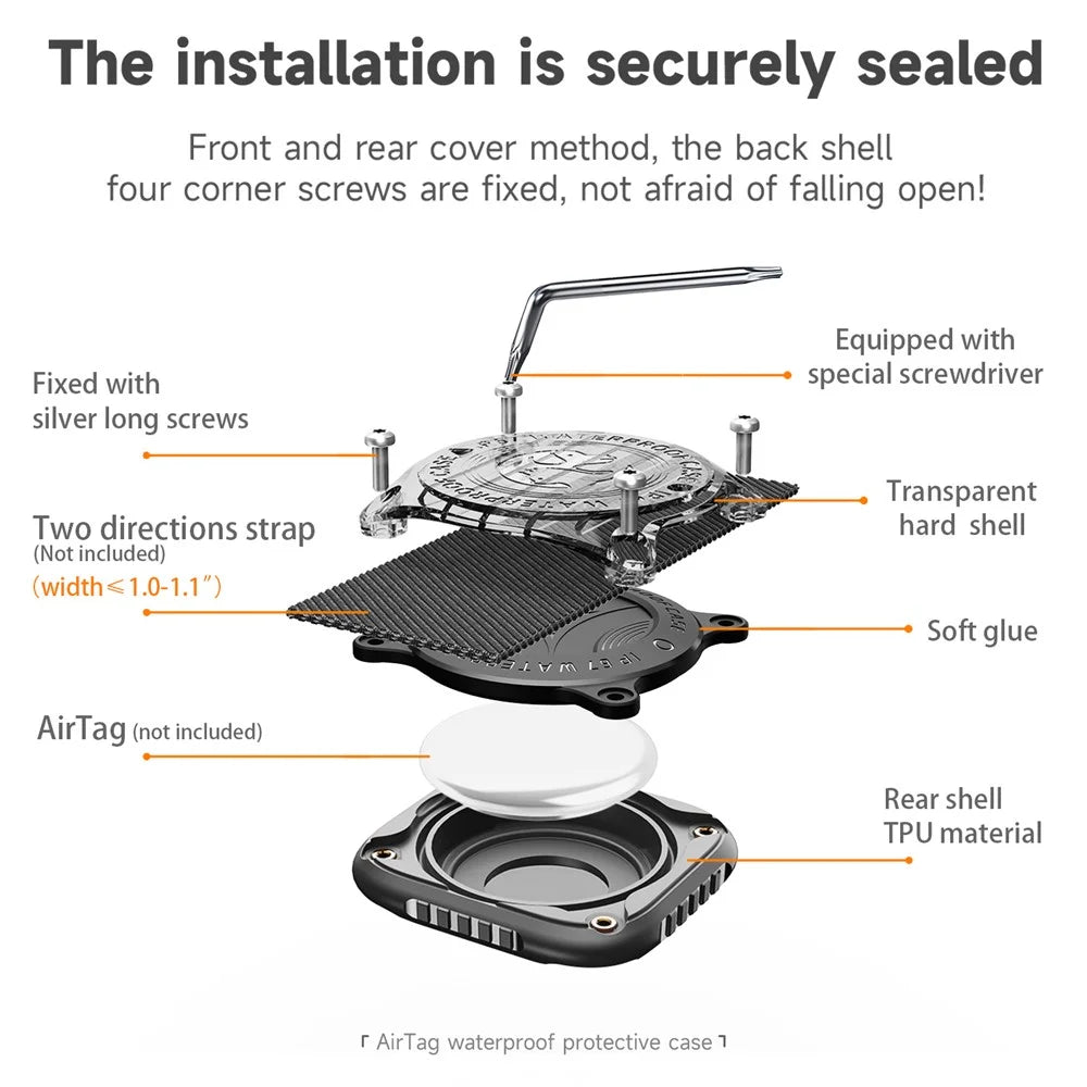 For Apple AirTag TPU Case Waterproof Protective Shell Pet Collar Anti-lost Locator - Black - 7