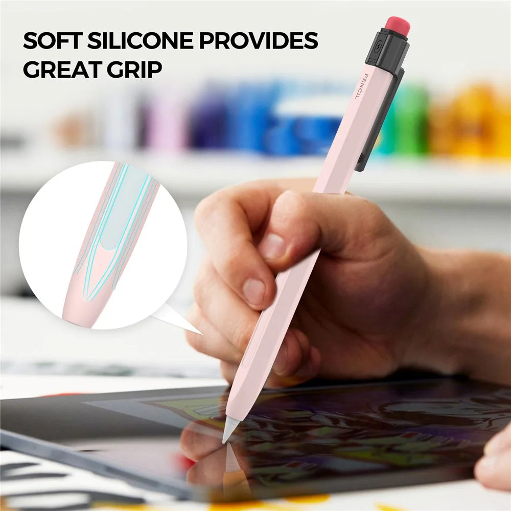 AHASTYLE PT180-2-K For Apple Pencil Pro / Pencil (2nd Generation) Retro Silicone Sleeve Stylus Pen Protective Cover - Pink - 4