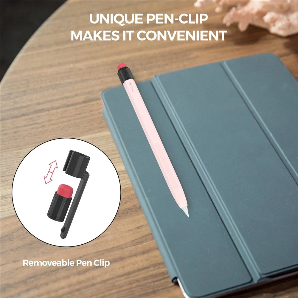 AHASTYLE PT180-2-K For Apple Pencil Pro / Pencil (2nd Generation) Retro Silicone Sleeve Stylus Pen Protective Cover - Pink - 5