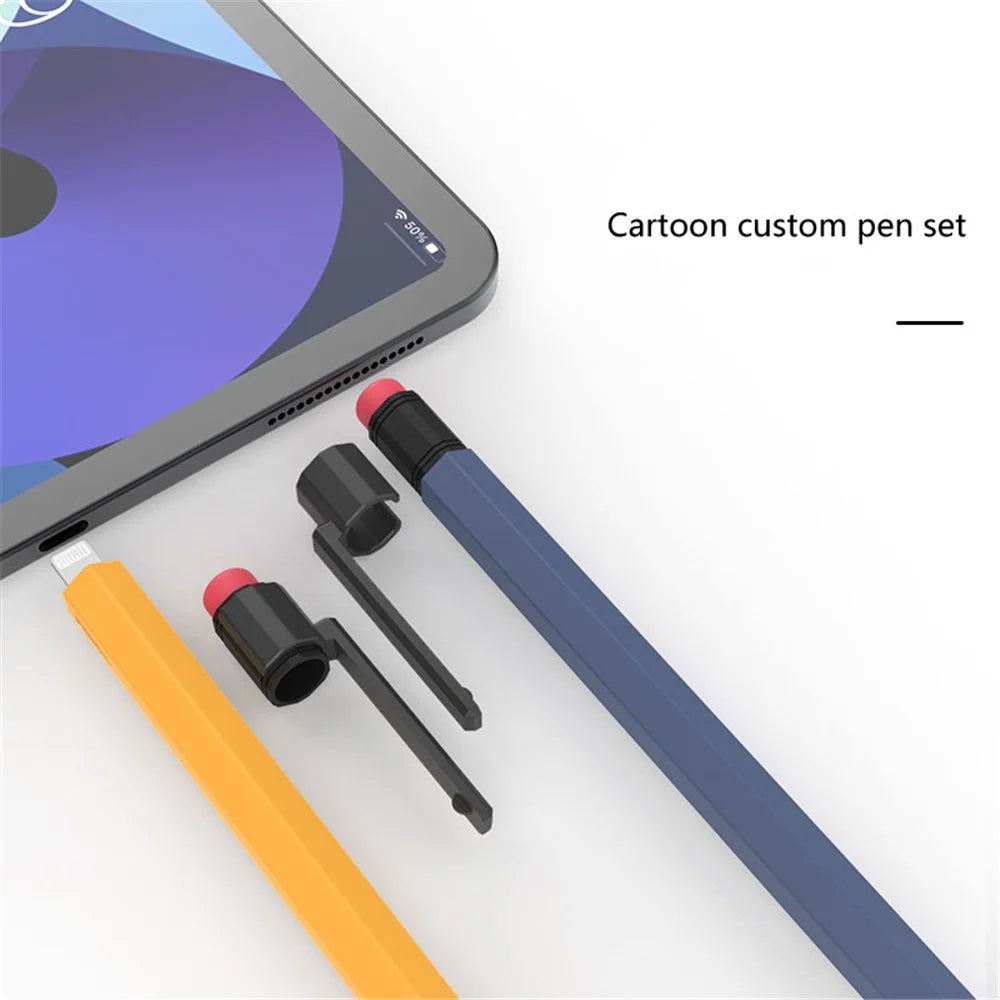 AHASTYLE PT180-1-K For Apple Pencil (1st Generation) Sleeve Stylus Pen Retro Case Silicone Protective Cover - Yellow - 3
