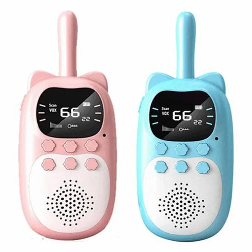 DJ200 1 Pair Cartoon Kids Walkie Talkies Parent-child Interaction Wireless Handheld Interphone - Pink+Blue - 1
