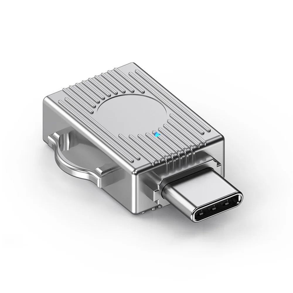 JS-103 USB to Type-C 3.0 Converter High Speed U Disk Zinc Alloy OTG Adapter for Laptop Computer - Silver - 1