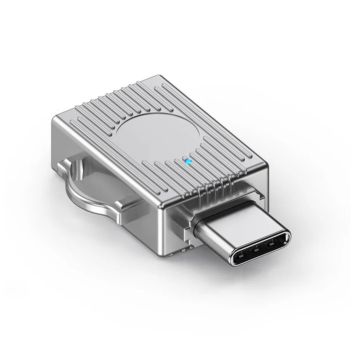 JS-103 USB to Type-C 3.0 Converter High Speed U Disk Zinc Alloy OTG Adapter for Laptop Computer - Silver - 1