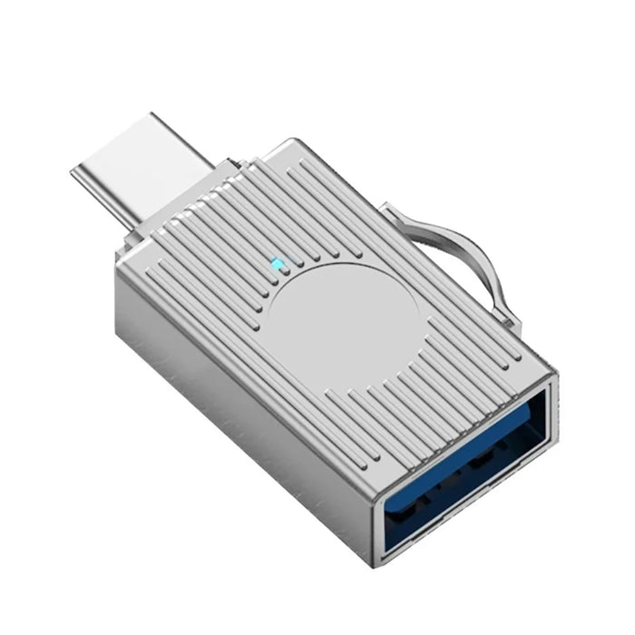 JS-103 USB to Type-C 3.0 Converter High Speed U Disk Zinc Alloy OTG Adapter for Laptop Computer - Silver - 2
