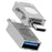 JS-103 USB to Type-C 3.0 Converter High Speed U Disk Zinc Alloy OTG Adapter for Laptop Computer - Silver - 3