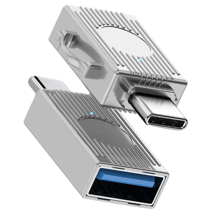 JS-103 USB to Type-C 3.0 Converter High Speed U Disk Zinc Alloy OTG Adapter for Laptop Computer - Silver - 3