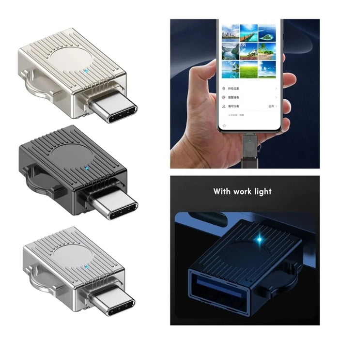 JS-103 USB to Type-C 3.0 Converter High Speed U Disk Zinc Alloy OTG Adapter for Laptop Computer - Silver - 4