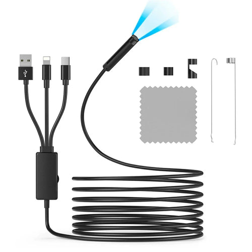 NK-5001Pro USB / Type-C / iP 3-in-1 200W 5.5mm Endoscope 1080P Single Lens Hard Cable Car Inspection Camera - 1