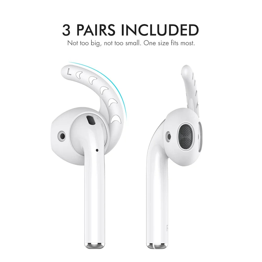 AHASTYLE PT14 for Apple AirPods with Charging Case (2016)  /  (2019)  /  AirPods with Wireless Charging Case (2019) 3 Pairs Ear Cap with Hook - white - 3