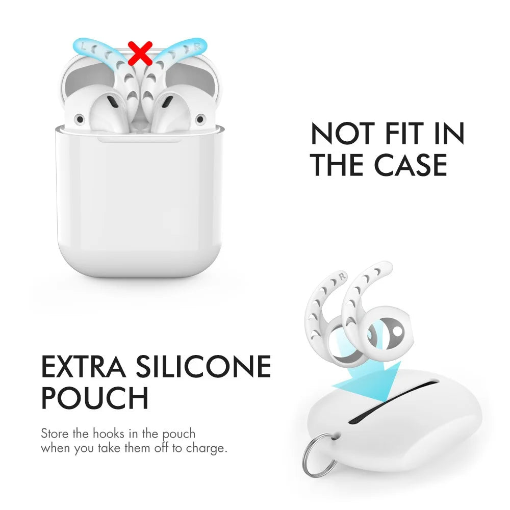AHASTYLE PT14 for Apple AirPods with Charging Case (2016)  /  (2019)  /  AirPods with Wireless Charging Case (2019) 3 Pairs Ear Cap with Hook - white - 6