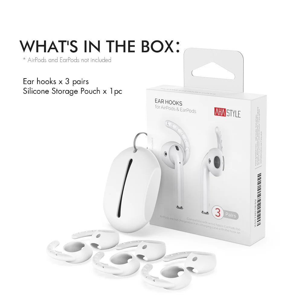 AHASTYLE PT14 for Apple AirPods with Charging Case (2016)  /  (2019)  /  AirPods with Wireless Charging Case (2019) 3 Pairs Ear Cap with Hook - white - 7