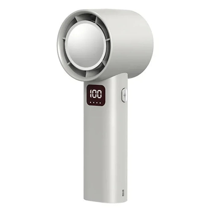 A60 100 Gears Cooling Fan Stepless Adjustable Digital Display Turbo Bladeless Handheld Fan - White - 1