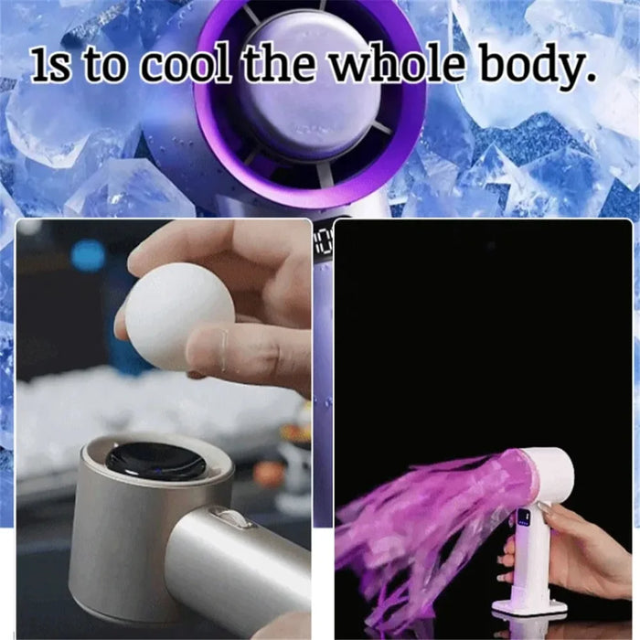 A60 100 Gears Cooling Fan Stepless Adjustable Digital Display Turbo Bladeless Handheld Fan - White - 3
