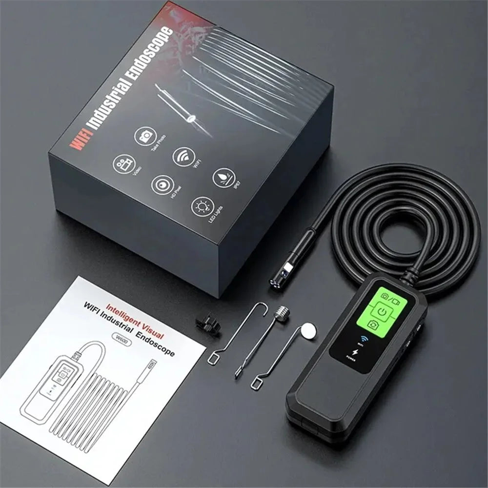 W600 8mm Dual Lens Endoscope 2.0MP 1080P HD Inspection Camera WiFi Industrial Borescope, 5m Hard Wire - 7