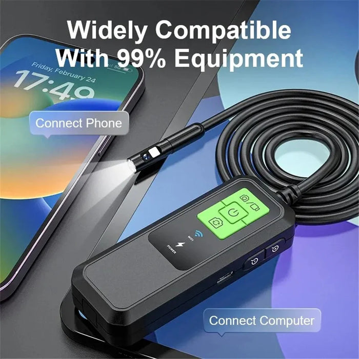 W600 8mm Dual Lens Endoscope 2.0MP 1080P Inspection Camera HD Industrial Borescope, 10m Hard Wire - 2