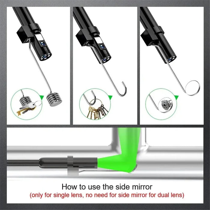 W600 8mm Dual Lens Endoscope 2.0MP 1080P Inspection Camera HD Industrial Borescope, 10m Hard Wire - 5
