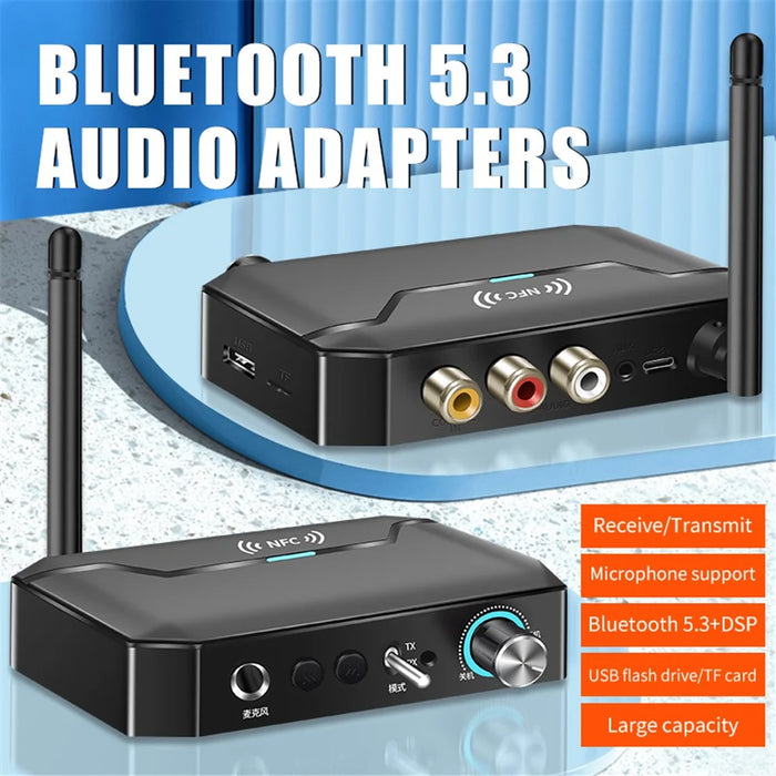 T300 2-in-1 Audio Adapter Bluetooth-compatible 5.3 NFC Receiver Transmitter with Remote Control - 5