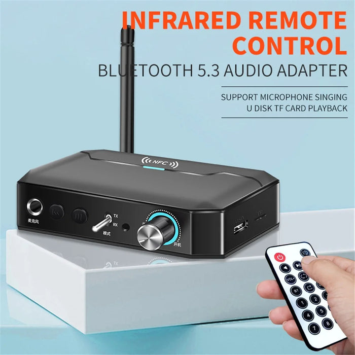 T300 2-in-1 Audio Adapter Bluetooth-compatible 5.3 NFC Receiver Transmitter with Remote Control - 7