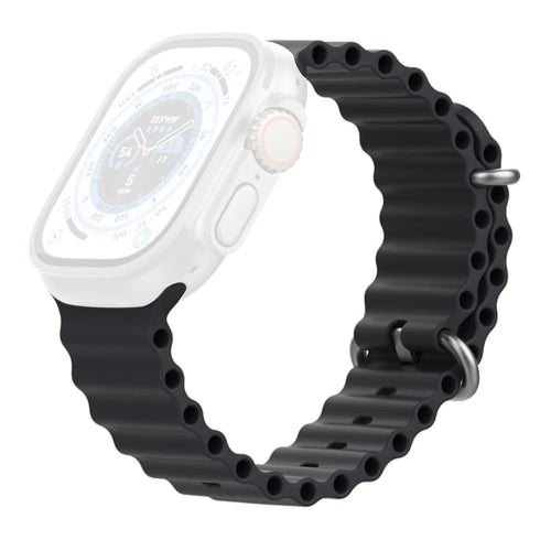 AHASTYLE WG102 Silicone Watch Band for Apple Watch Series 9 8 7 41mm / SE3 SE2 SE 6 5 4 40mm / 3 2 1 38mm - Black - 1