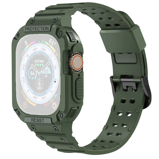 AHASTYLE WG106 For Apple Watch Series 9 8 7 41mm / 6 5 4 SE (2023) SE (2022) SE 40mm / 3 2 1 38mm Matte TPU Wristbands with Case - Green - 1