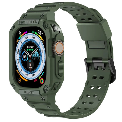 AHASTYLE WG106 For Apple Watch Series 9 8 7 41mm / 6 5 4 SE (2023) SE (2022) SE 40mm / 3 2 1 38mm Matte TPU Wristbands with Case - Green - 2