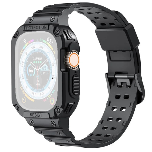 AHASTYLE WG106 for Apple Watch Series 9 8 7 45mm / 6 5 4 SE (2022) SE (2023) SE 44mm / 3 2 1 42mm TPU Watch Band - Black - 1