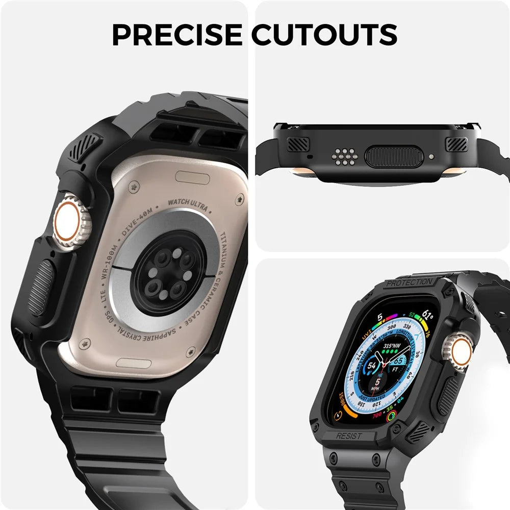 AHASTYLE WG106 for Apple Watch Series 9 8 7 45mm / 6 5 4 SE (2022) SE (2023) SE 44mm / 3 2 1 42mm TPU Watch Band - Black - 3