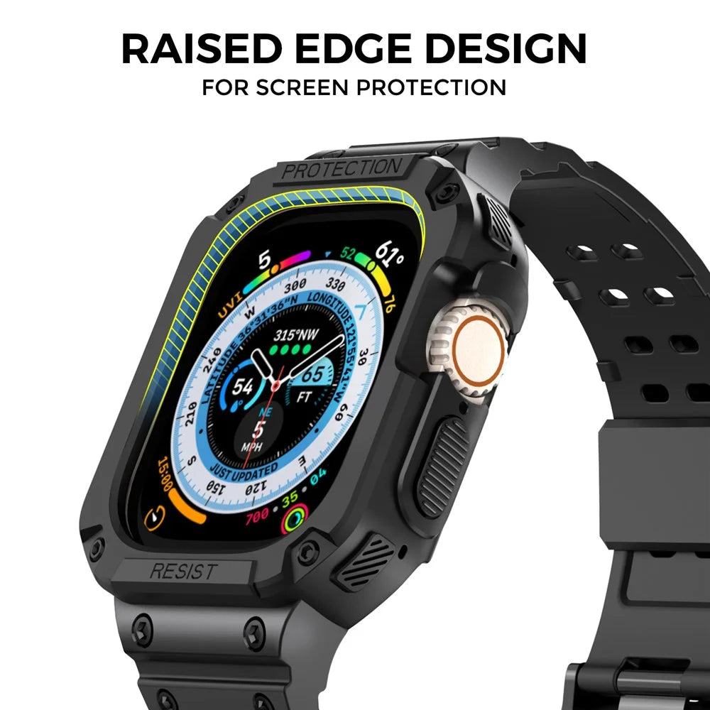 AHASTYLE WG106 for Apple Watch Series 9 8 7 45mm / 6 5 4 SE (2022) SE (2023) SE 44mm / 3 2 1 42mm TPU Watch Band - Black - 4