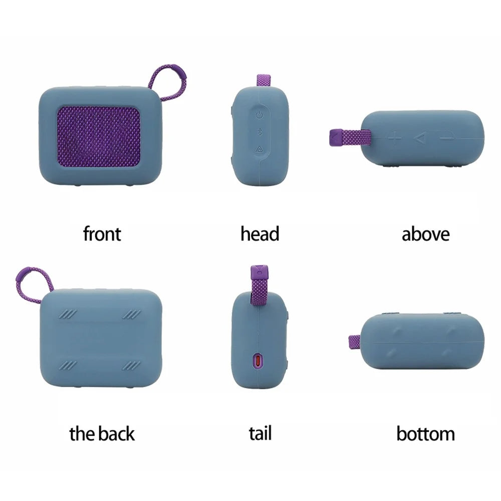 For JBL Go 4 Portable Speaker Dust-Proof Sleeve Silicone Protective Cover with Buckle - Dark Blue - 3