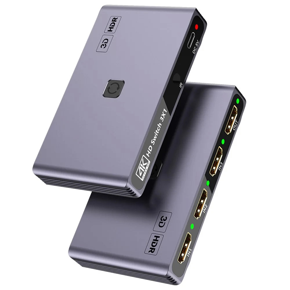 Q301 3 Input 1 Output HD Switcher 4K / 60hz HD Video Aluminum Alloy Adapter - 1