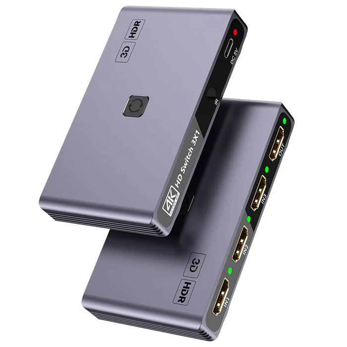 Q301 3 Input 1 Output HD Switcher 4K / 60hz HD Video Aluminum Alloy Adapter - 1