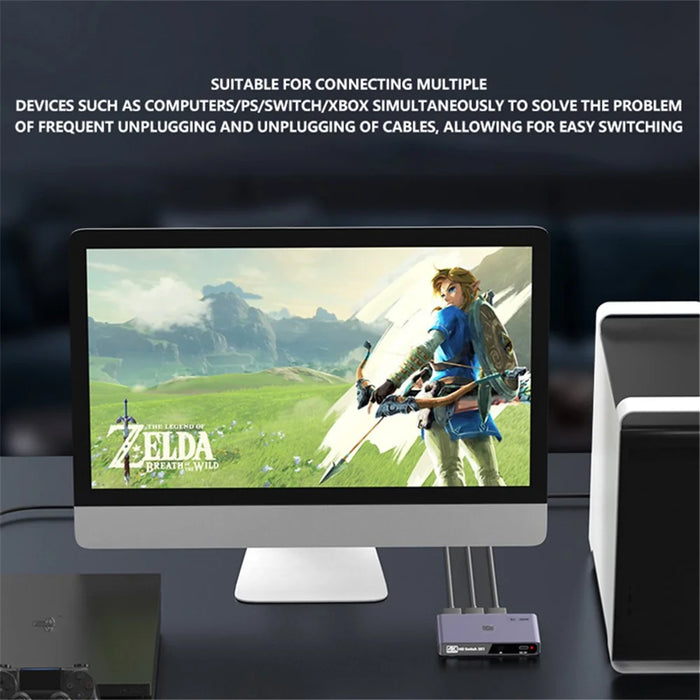 Q301 3 Input 1 Output HD Switcher 4K / 60hz HD Video Aluminum Alloy Adapter - 5