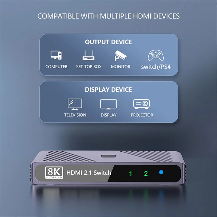 Q802 8K HD Video Splitter HDR 2 In 1 Out Mirror Screens Video Transfer Adapter - 5