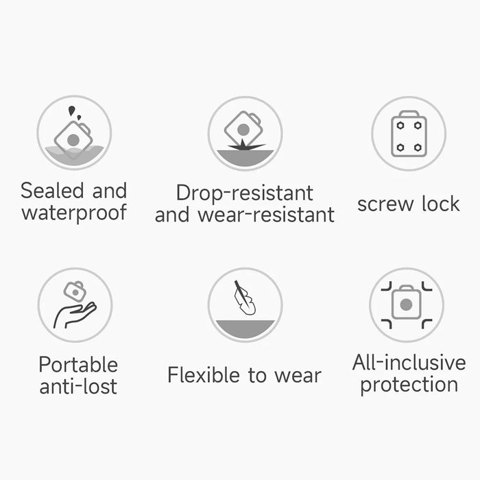 For Airtag Protective Cover Anti-Lost Tracker Protector Anti-Scratch Case with Steel Wire - Black  /  Grey - 2