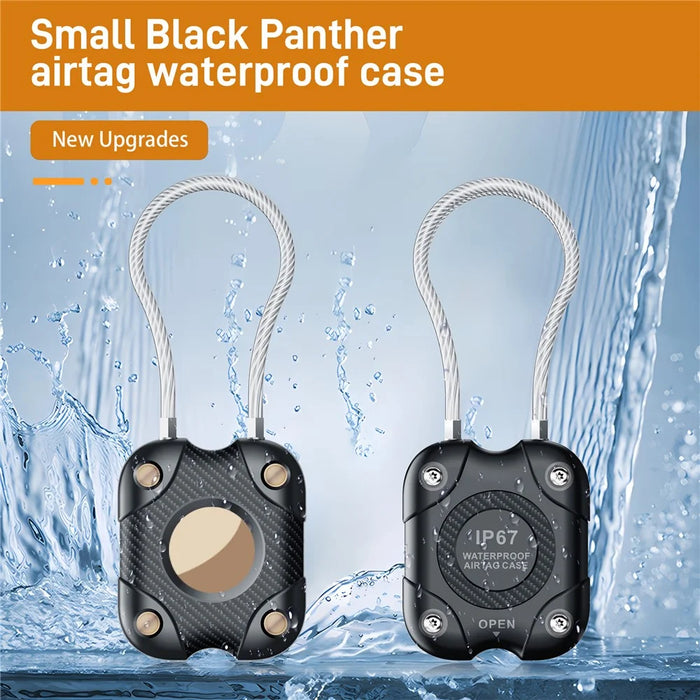 For Airtag Protective Cover Anti-Lost Tracker Protector Anti-Scratch Case with Steel Wire - Black  /  Grey - 3