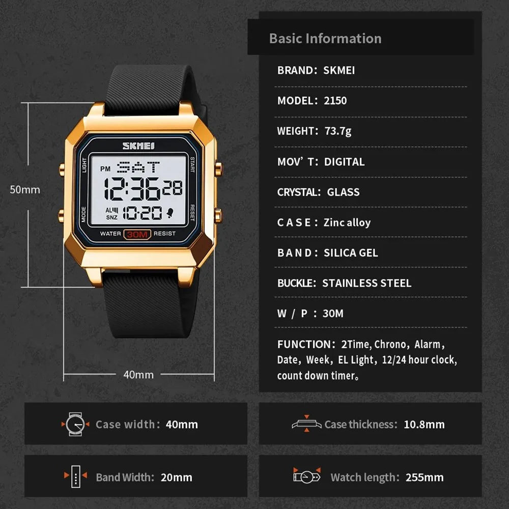 SKMEI 2150 Children Luminous Electronic Watch 30m Waterproof Outdoor Wrist Watch - Black - 5