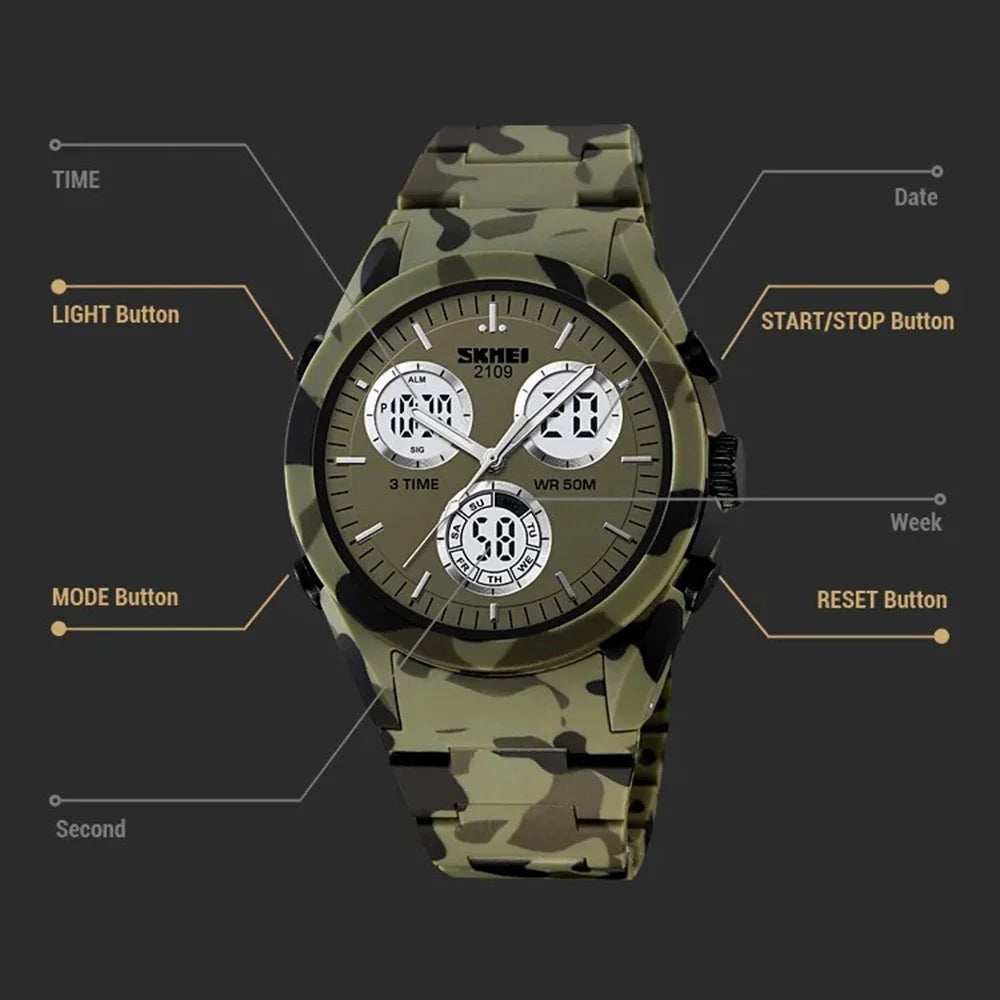SKMEI 2109 Student Sports Watch Luminous Wrist Bracelet with TPU Strap - Black - 6